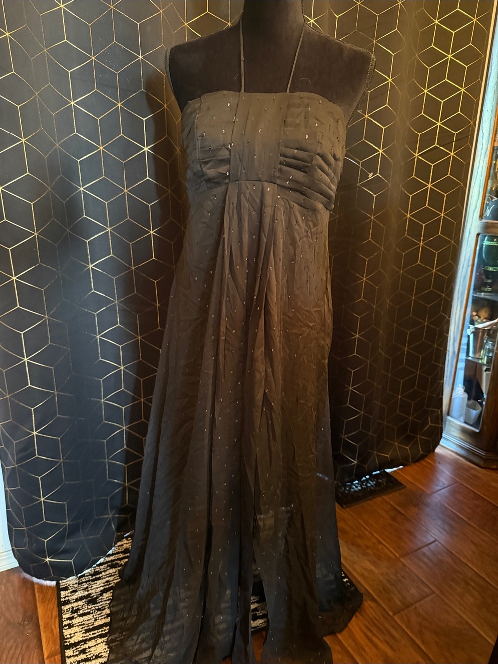 White House Black Market Black Strapless Evening Gown with Sparkle